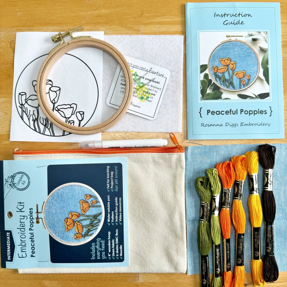 Rosanna Diggs Embroidery - DIY Embroidery Kit, California Poppies - Image 3
