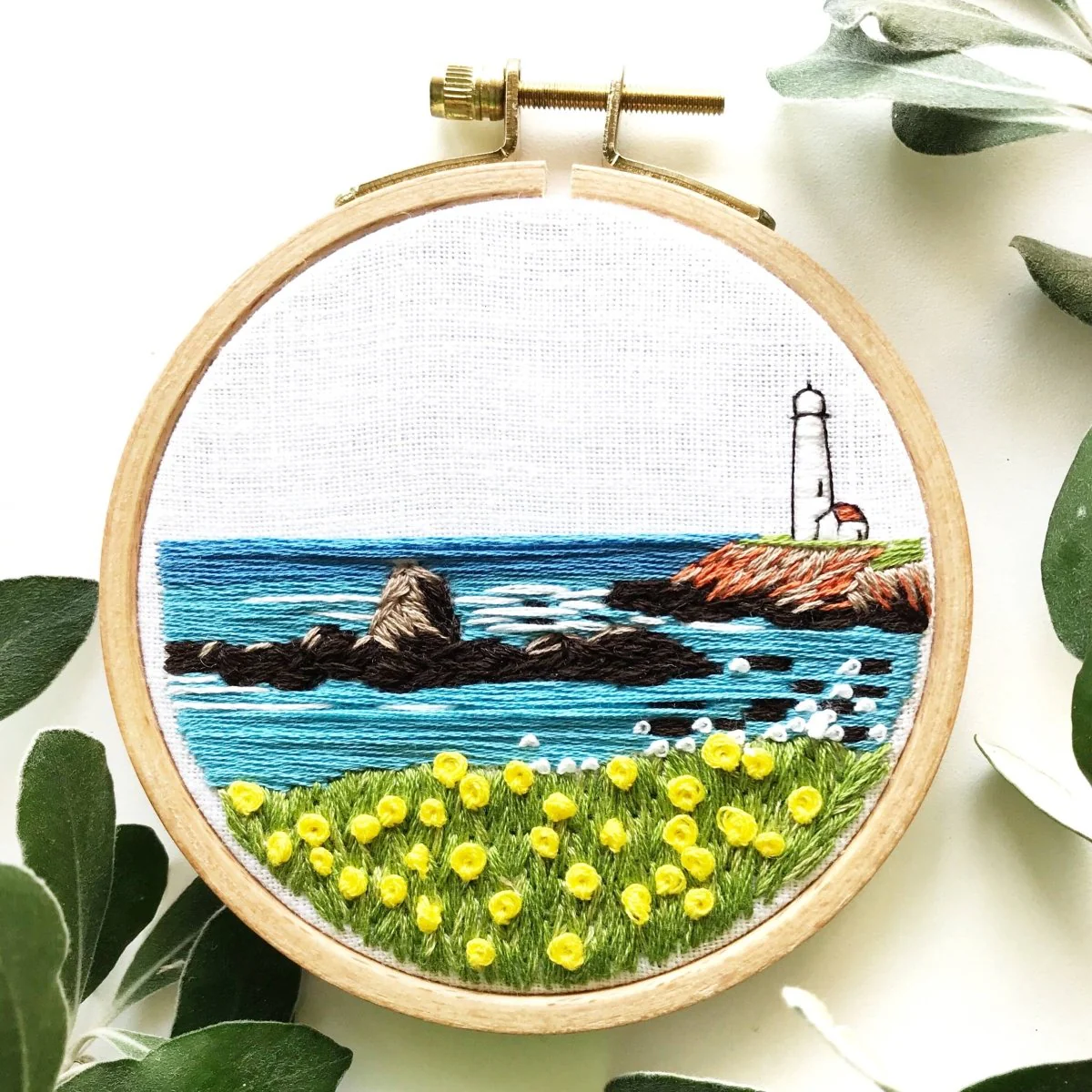 Rosanna Diggs Embroidery - Lighthouse By the Bay Modern Hand Embroidery Kit - Image 3