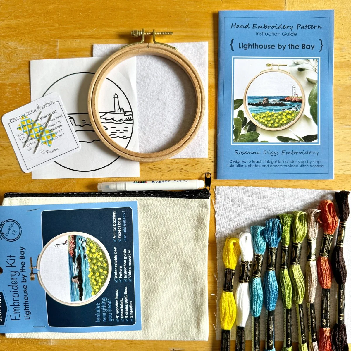 Rosanna Diggs Embroidery - Lighthouse By the Bay Modern Hand Embroidery Kit - Image 4