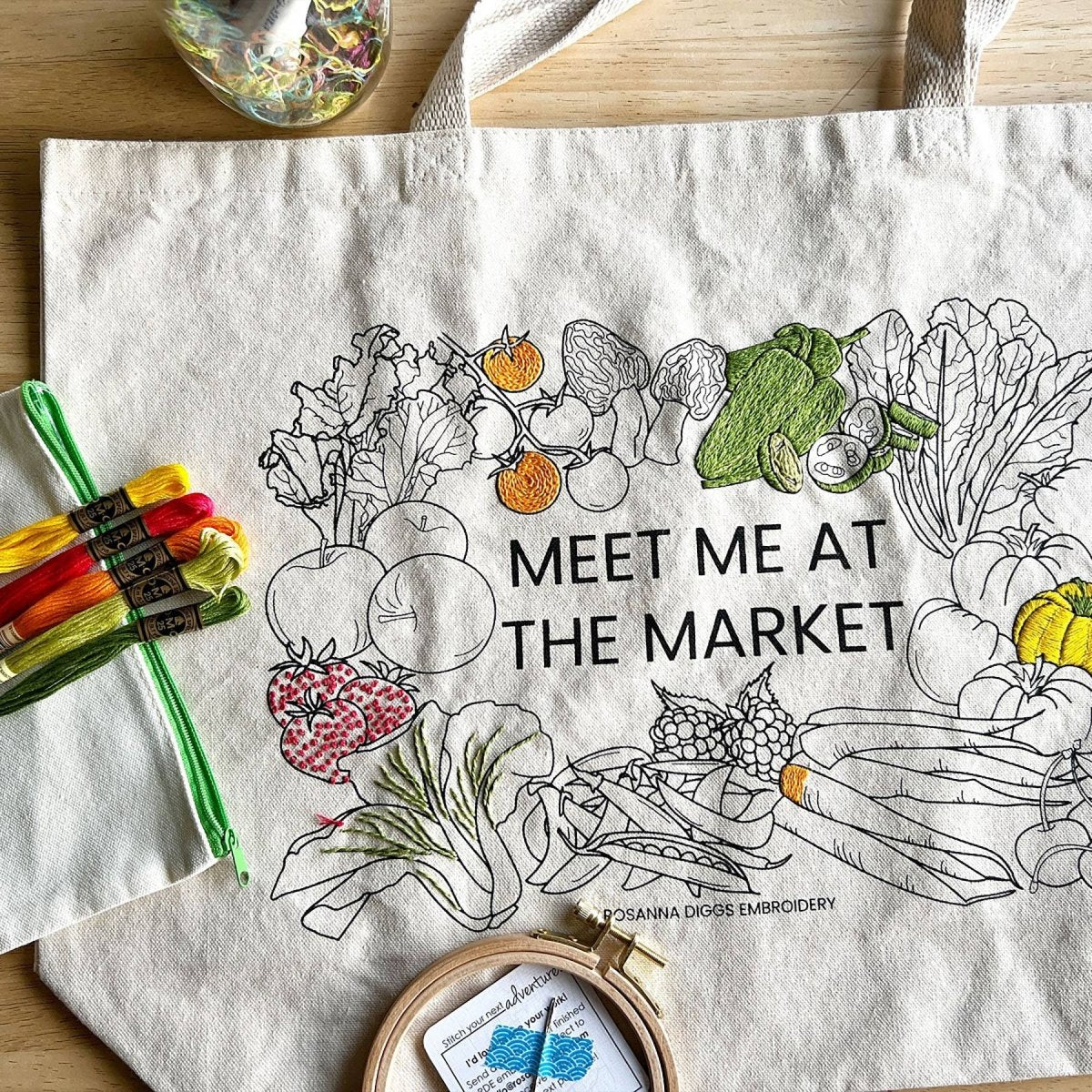 Rosanna Diggs Embroidery - Meet Me at the Market Tote Bag Embroidery Kit - Image 2