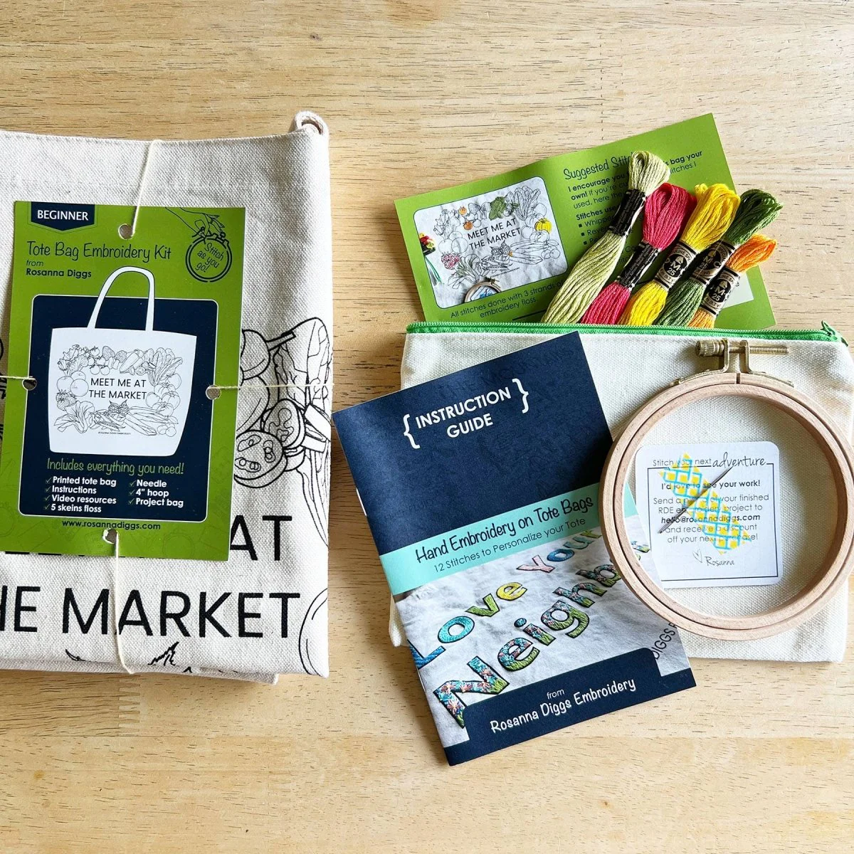 Rosanna Diggs Embroidery - Meet Me at the Market Tote Bag Embroidery Kit - Image 3