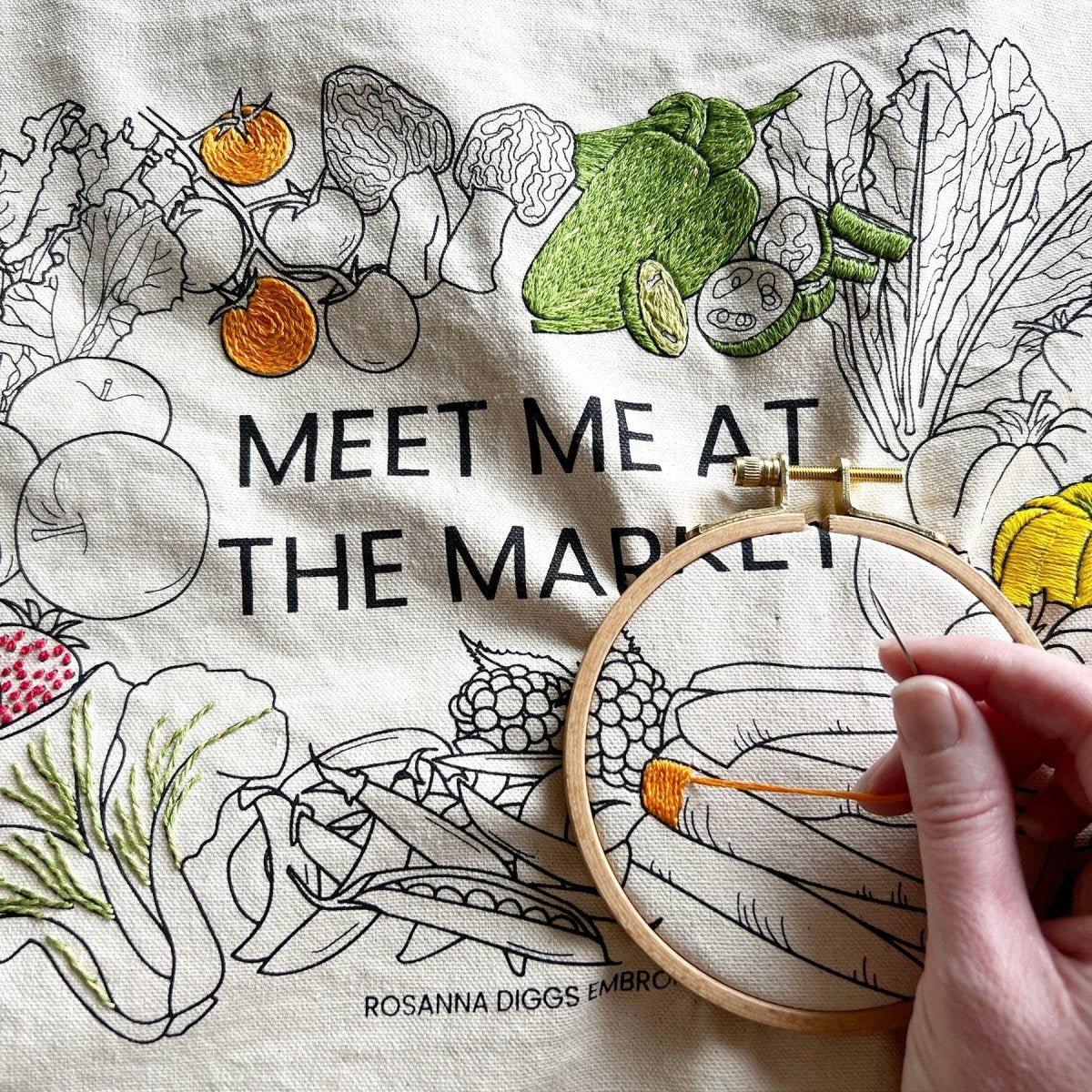 Rosanna Diggs Embroidery - Meet Me at the Market Tote Bag Embroidery Kit - Image 5