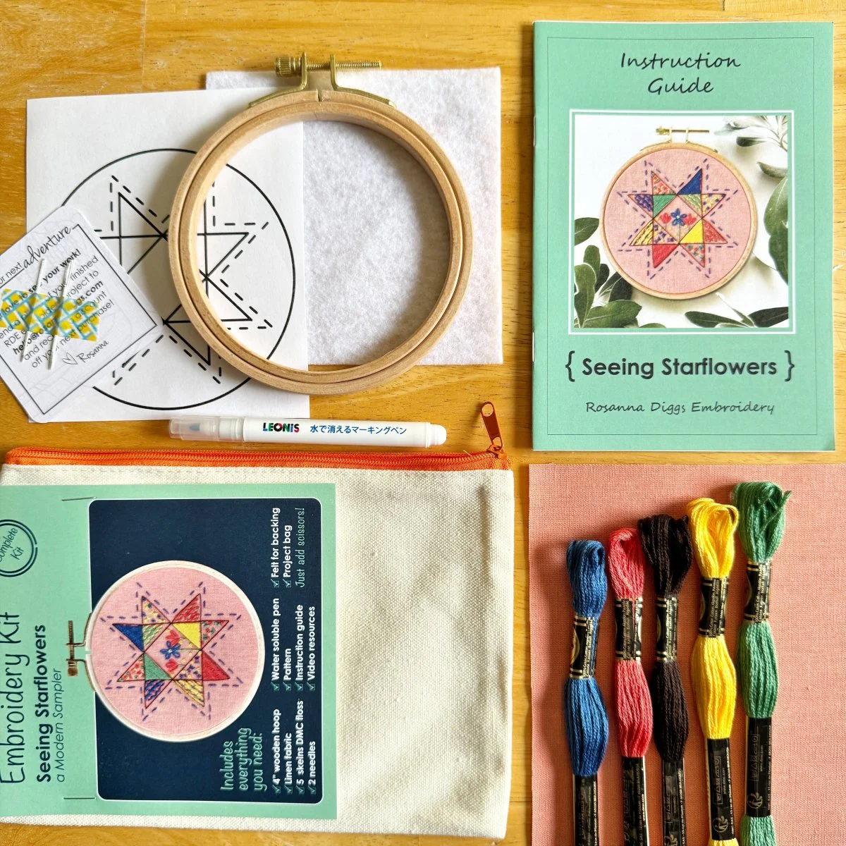 Rosanna Diggs Embroidery - Seeing Starflowers Embroidery Kit for Beginners - Image 3