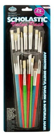 Royal Brush Scholastic Brush Value Pack - 25 Assorted Brushes