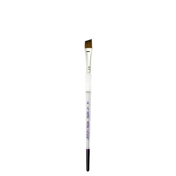 Royal Brush Soft-Grip Synthetic Sable Brush, Angulars, 1/2"
