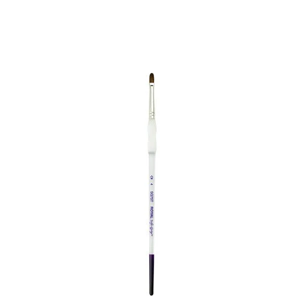 Royal Brush Soft-Grip Synthetic Sable Brush, Filbert, 4