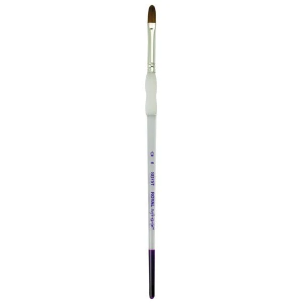 Royal Brush Soft-Grip Synthetic Sable Brush, Filbert, 6