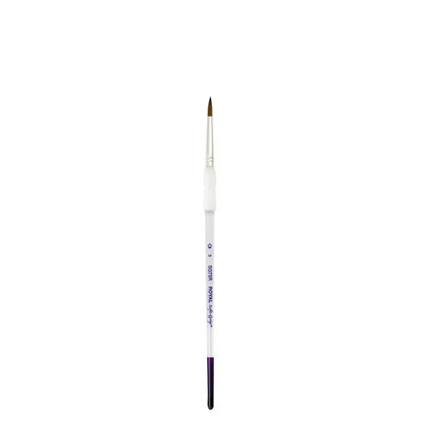 Royal Brush Soft-Grip Synthetic Sable Brush, Round, 3