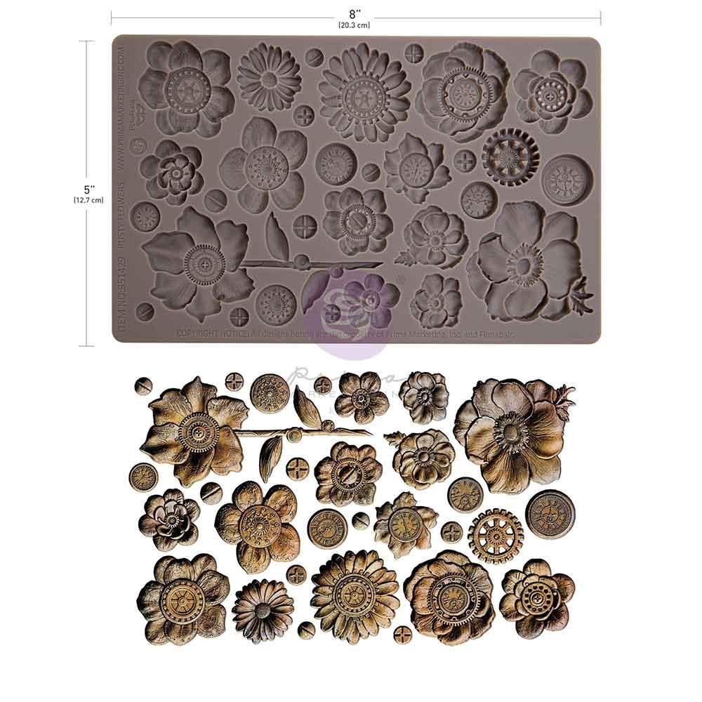 Finnabair Decor Silicone Molds 5"x8"x8mm - Rusty Flowers - Image 2