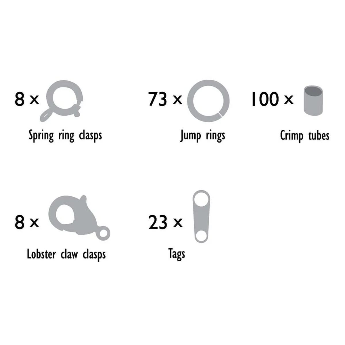 Basic Elements Findings 212 Piece Assortment - Silver Color (Clasps, Crimps, Jump Rings & More) - Image 2