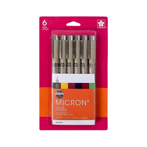 Pigma Micron 01 (0.25mm) 6PC Set - Natural/Earth Colors