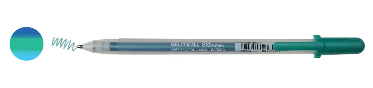Sakura Gelly Roll Shimmer - Tri-Color Glitter Ink - Aqua Green