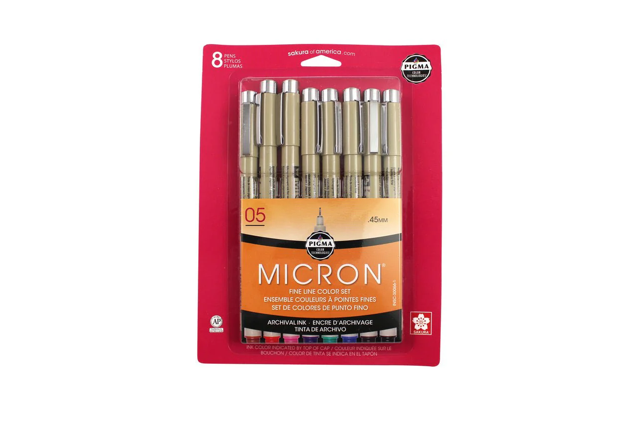 Sakura Pigma Micron Set 05 (.45mm) Assorted Colors - 8 Pen Set