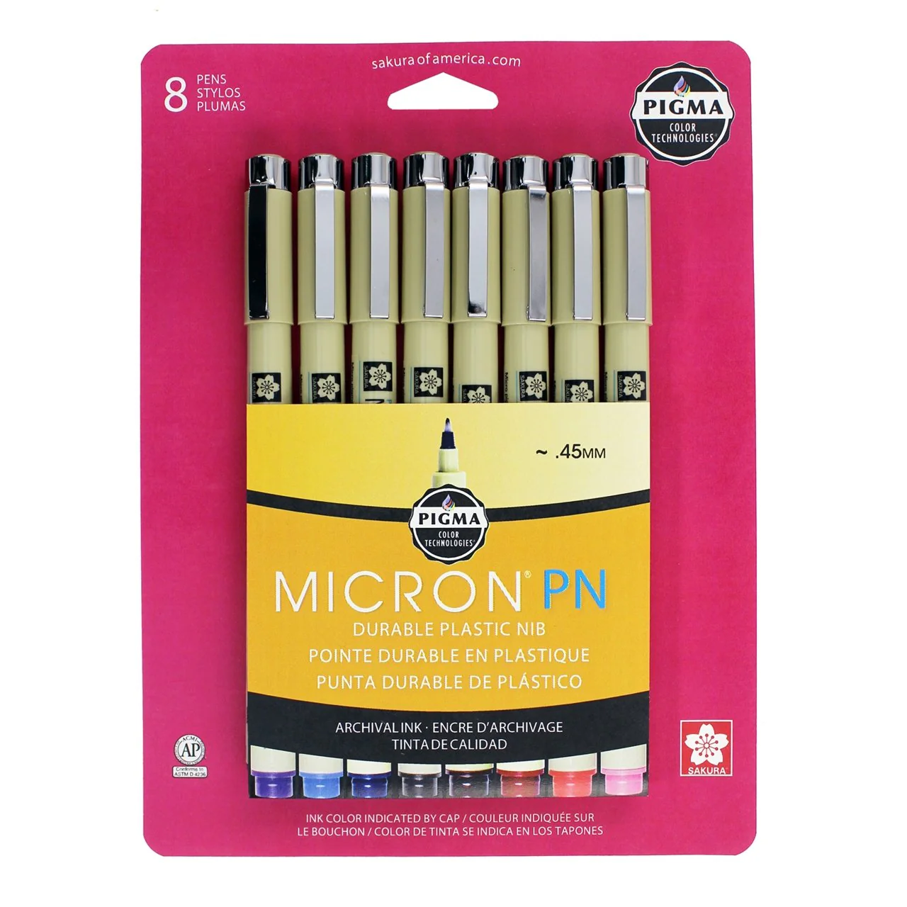Sakura Pigma Micron PN Plastic Nib Pen Set - 8 Pen Set
