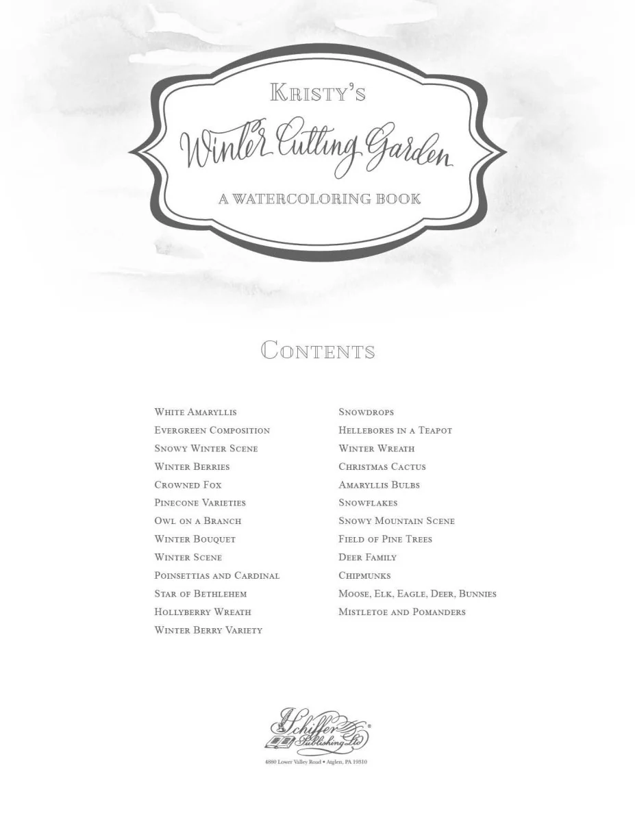 Schiffer Publishing - Kristy's Winter Cutting Garden: A Watercoloring Book - Image 5