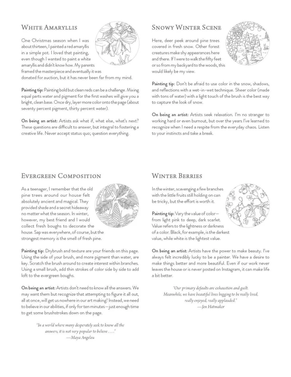 Schiffer Publishing - Kristy's Winter Cutting Garden: A Watercoloring Book - Image 6