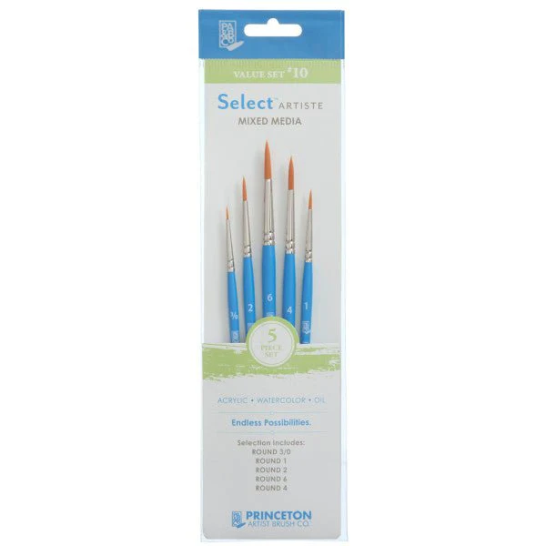Princeton Brush Select Artiste Brush Value Set #10 (Round: 3/0, 1, 2, 4, 6)