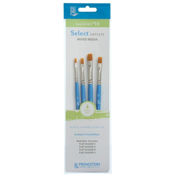Princeton Brush Select Artiste Brush Value Set #11 (Flat Shader 2, 4, 6 & 8)