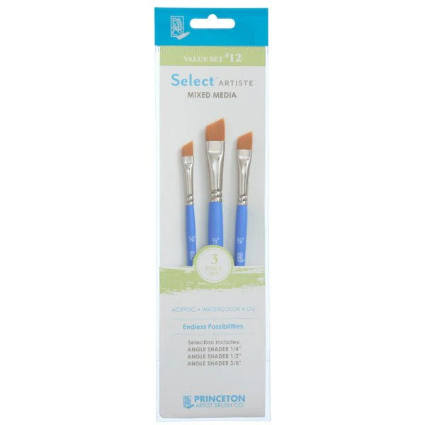 Princeton Brush Select Artiste Brush Value Set #12 (Angle Shader 1/4", 3/8" & 1/2")