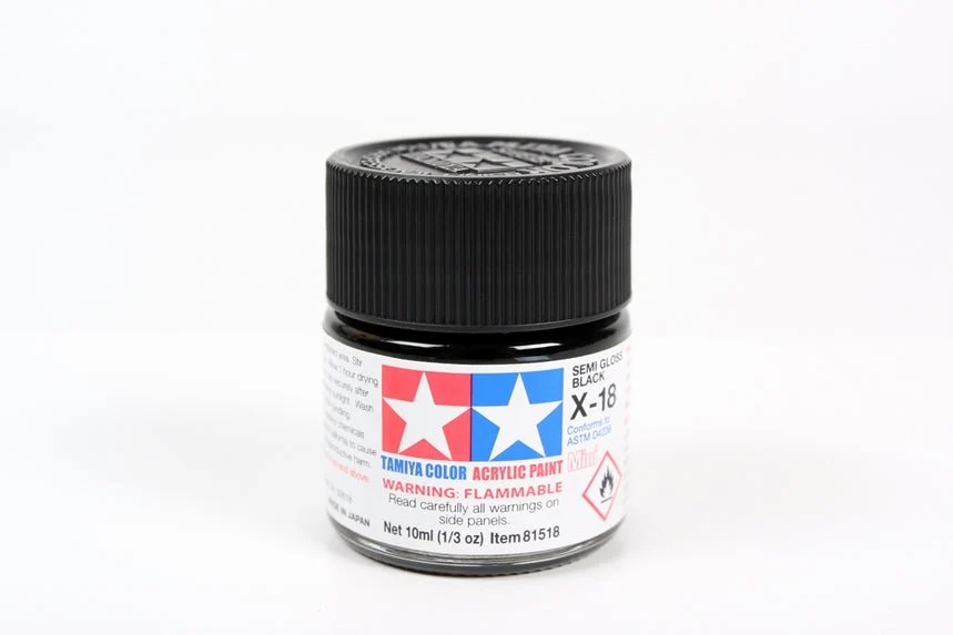 Tamiya Mini Acrylic 10 ml - X-18 Semi Gloss Finish Black