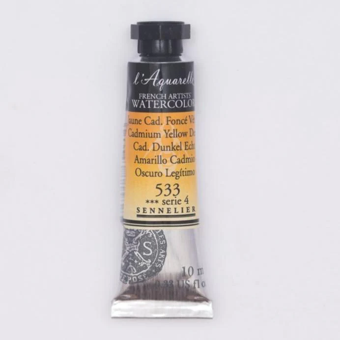 Sennelier French Artists Watercolor - 10ml Tube - 533 Cadmium Yellow Deep