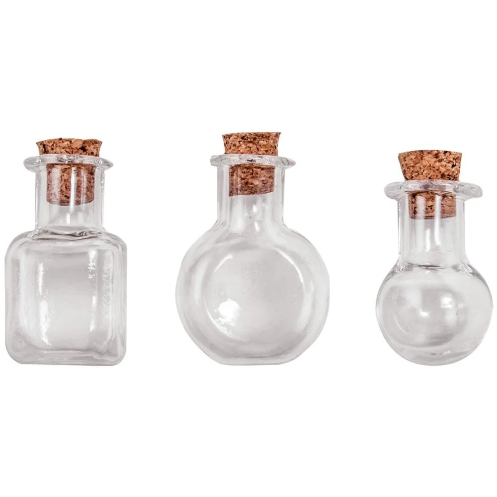 Tim Holtz Idea-Ology Tiny Corked Glass Vials - Pack of 9 (3 each of 3 shapes) - Image 2