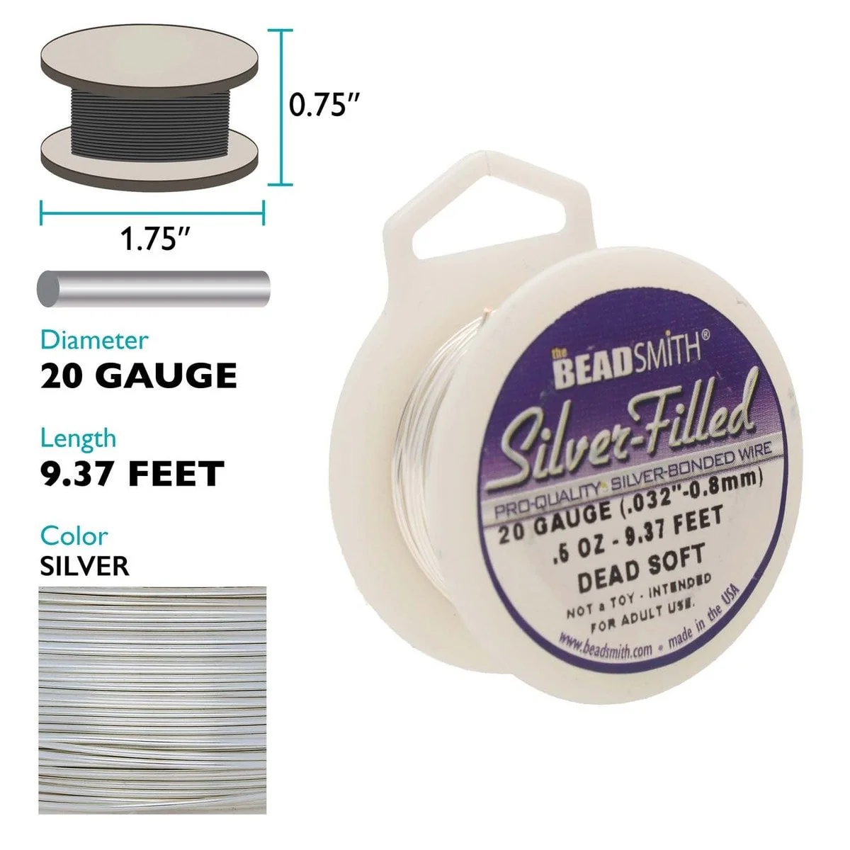 Craft Wire - Silver Filled 1/2 oz Dead Soft 20 Gage - 9.37 feet - Image 2
