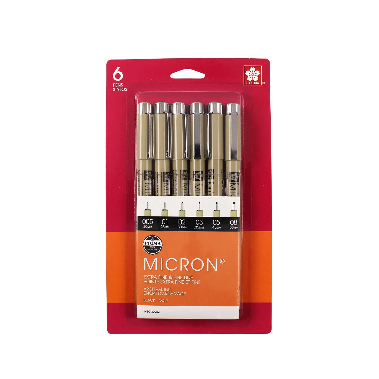 Sakura Pigma Micron Set Black Assorted Sizes - 6 Pen Set