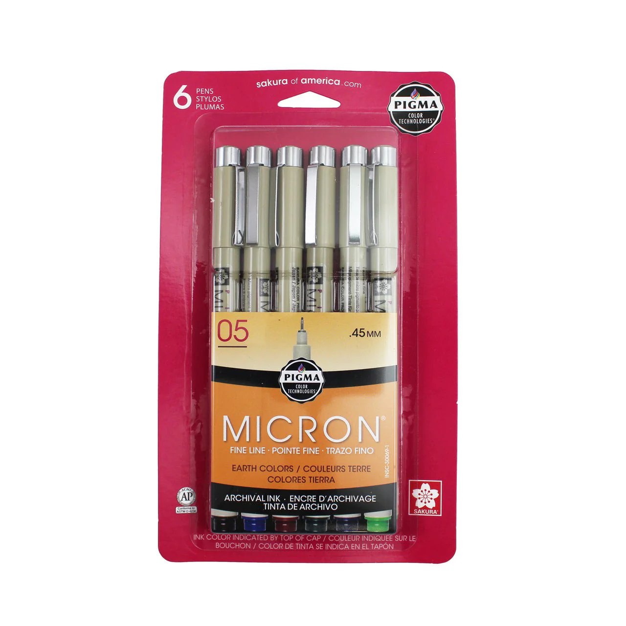 Sakura Pigma Micron Set 05 (.45mm) Earth Colors - 6 Pen Set
