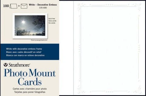 Strathmore Photo Mount Cards with Envelopes - White Embossed 5x7 inch - 100 pack