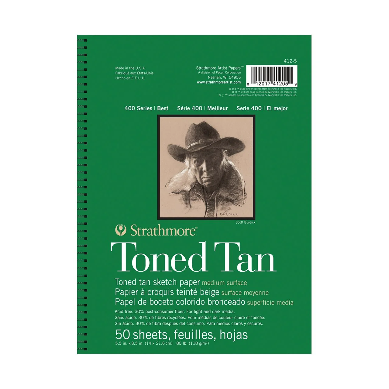 Strathmore 400 Series Toned Sketch Pad - Tan 5.5x8.5 inch (Side Spiral Bound)