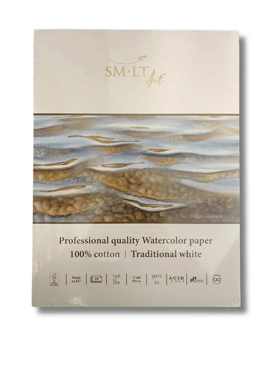SMLT 100% Cotton Cold Press 140# Watercolor Pad, 10 sheets - 9x12