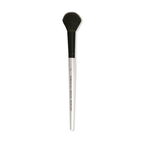 Simply Simmons Short Handle Brush, Black Goat Hair, Round Mop, 1