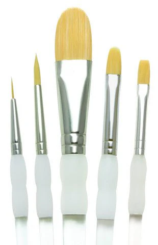 Royal Brush Soft Grip Short Handle Gold Taklon - 5 Brush Starter Set