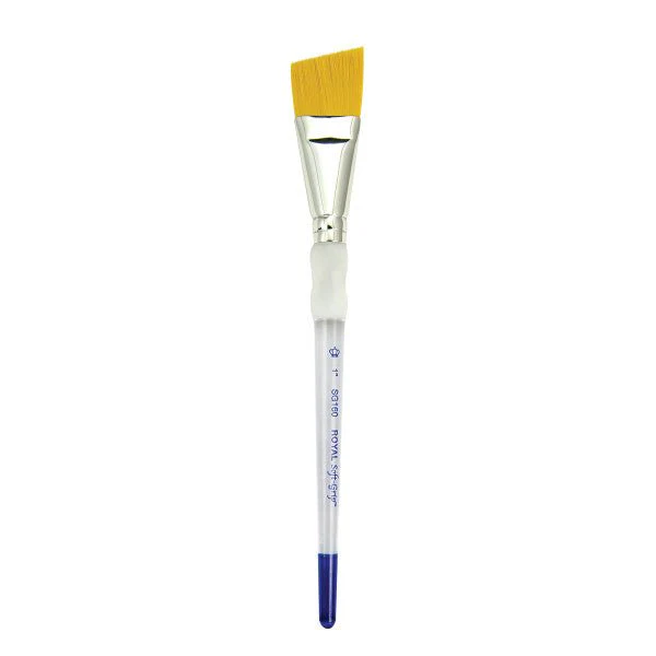 Royal Brush Soft-Grip Golden Taklon Brush, Angular, 1"