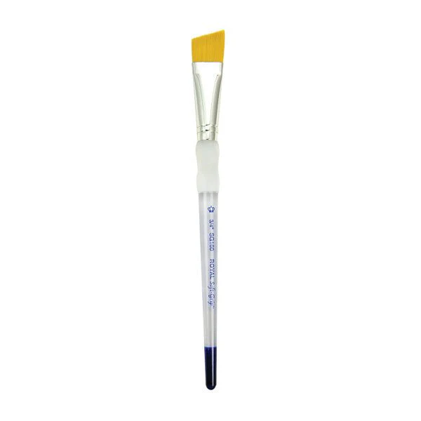 Royal Brush Soft-Grip Golden Taklon Brush, Angular, 3/4"