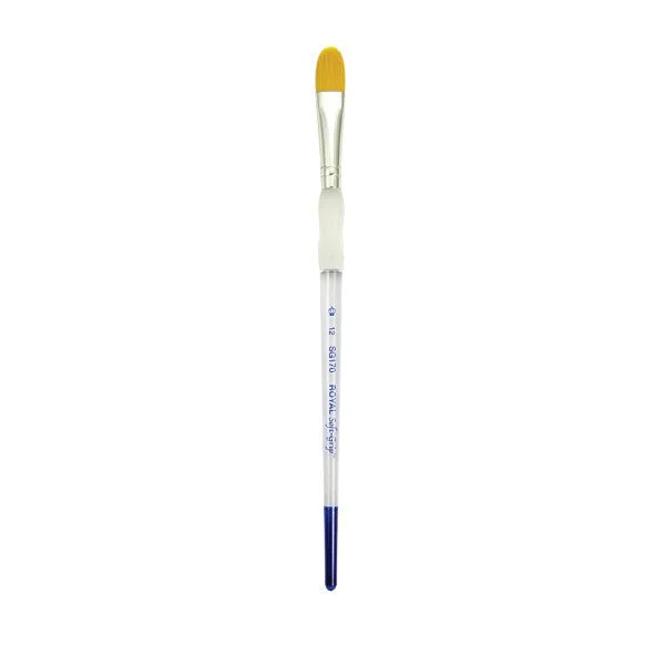 Royal Brush Soft-Grip Golden Taklon Brush, Filbert, 12
