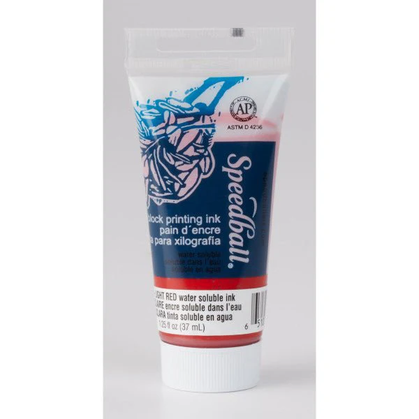 Speedball Block Printing Ink - Water Based 1.25 fl oz (37cc) Light Red