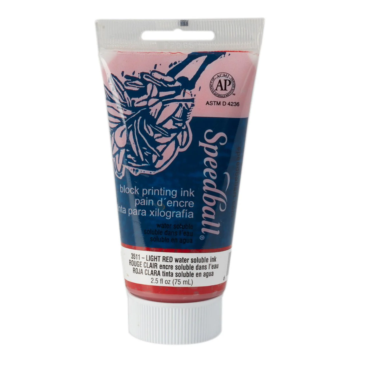 Speedball Block Printing Ink - Water Based 2.5 fl oz (75cc) Light Red