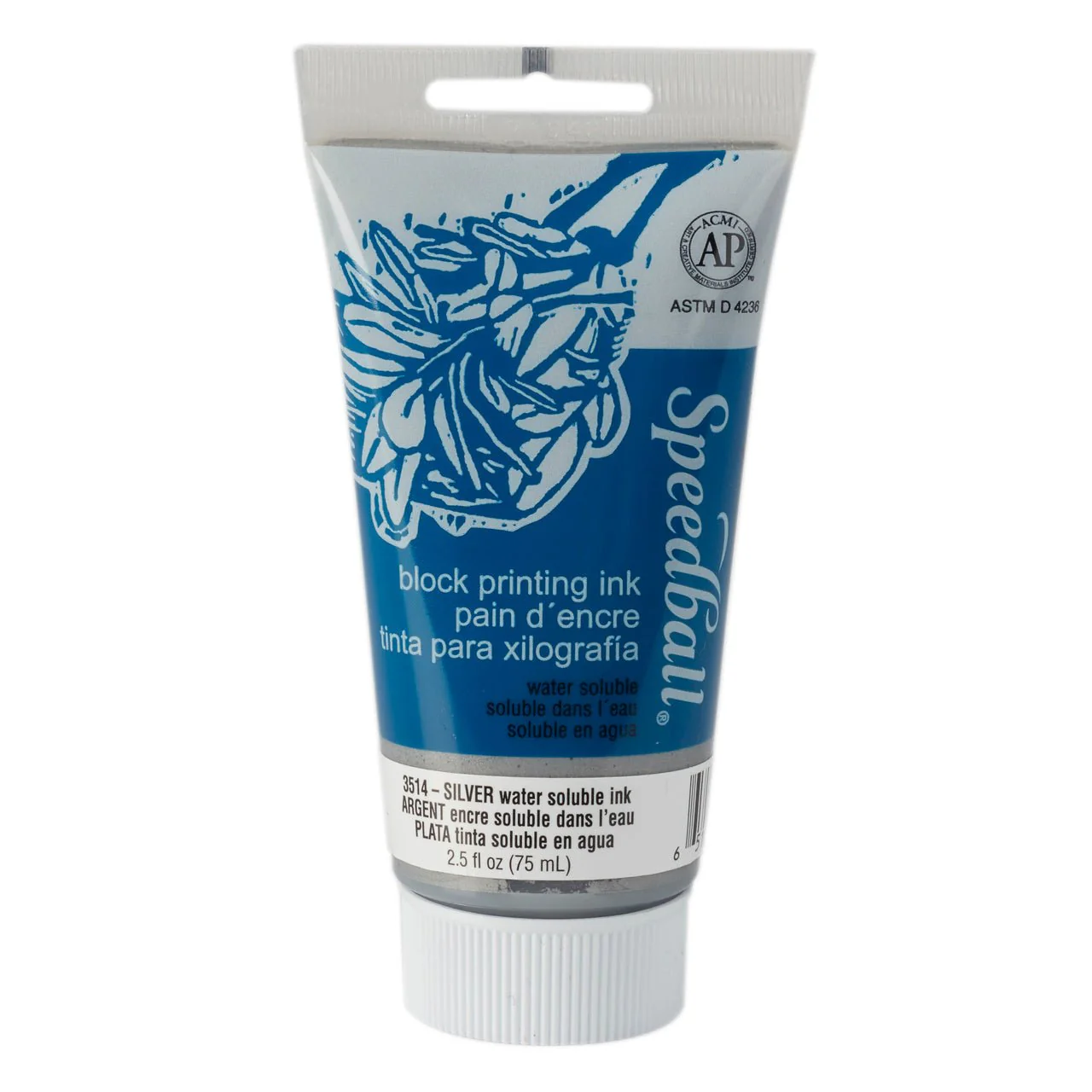 Speedball Block Printing Ink - Water Based 2.5 fl oz (75cc) Silver