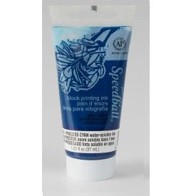 Speedball Block Printing Ink - Water Based 1.25 fl oz (37cc) Process Cyan