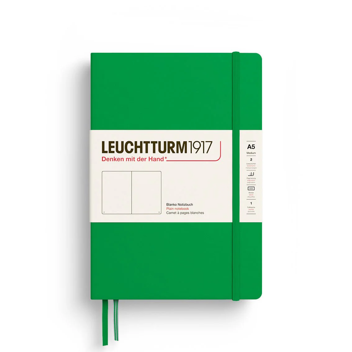 Leuchtturm1917 Hardcover Notebook - Spring Leaf - Medium 5.75 x 8.25 inch (A5) - 251 pages - plain
