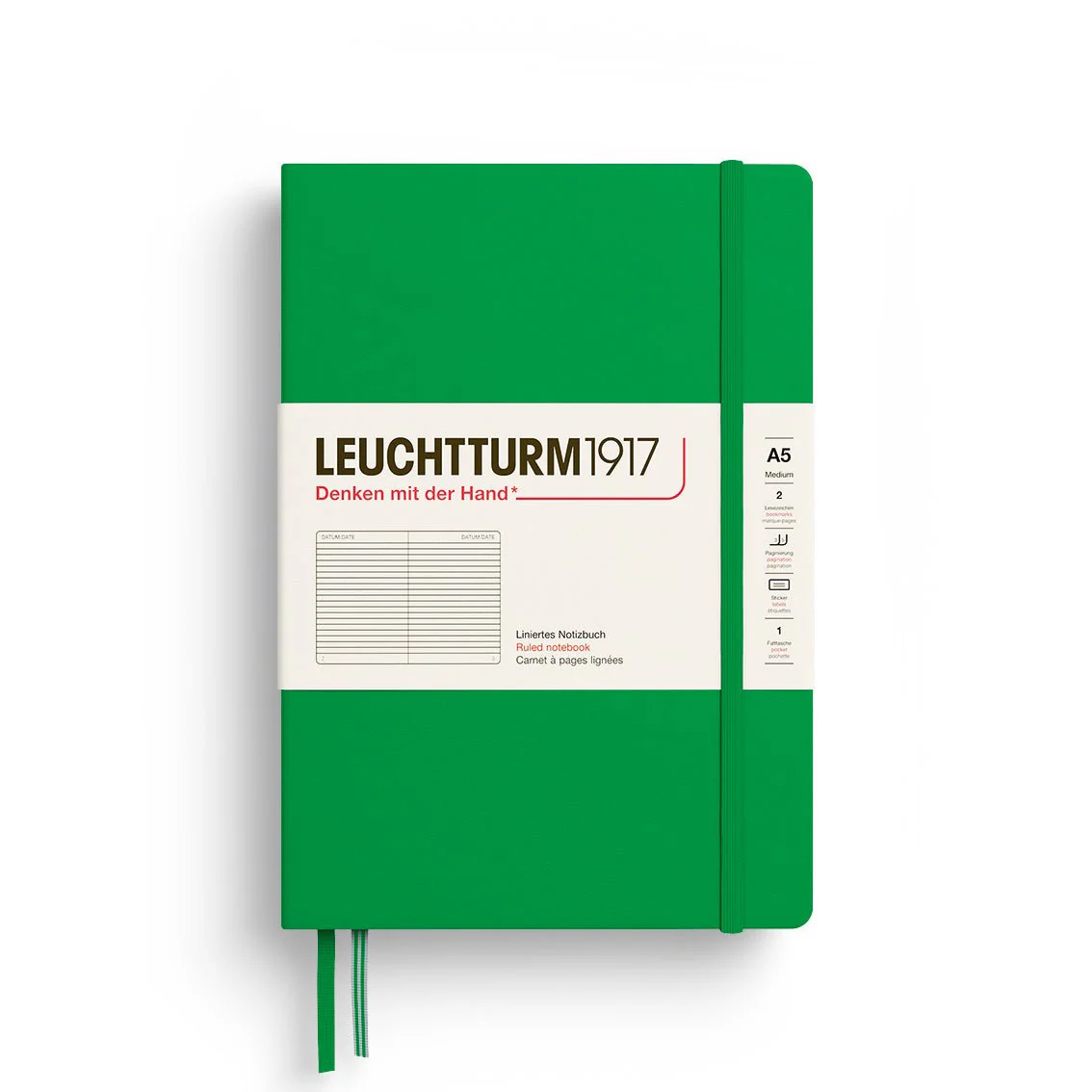Leuchtturm1917 Hardcover Notebook - Spring Leaf - Medium 5.75 x 8.25 inch (A5) - 251 pages - ruled