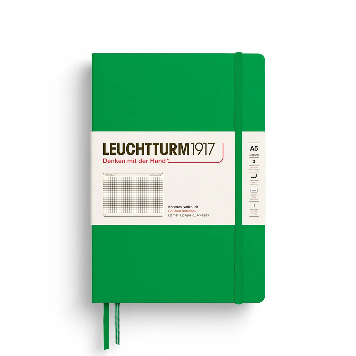 Leuchtturm1917 Hardcover Notebook - Spring Leaf - Medium 5.75 x 8.25 inch (A5) - 251 pages - squared