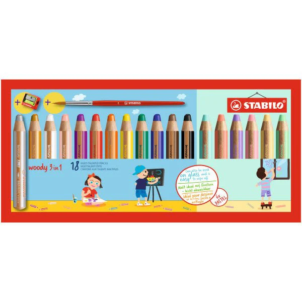 Stabilo woody 3 in 1 - 18 Color Set with Sharpener