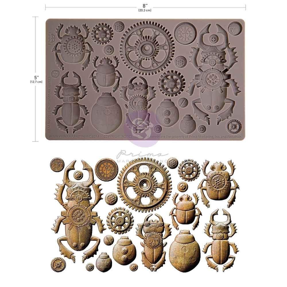 Finnabair Decor Silicone Molds 5"x8"x8mm - Steampunk Beetles - Image 2