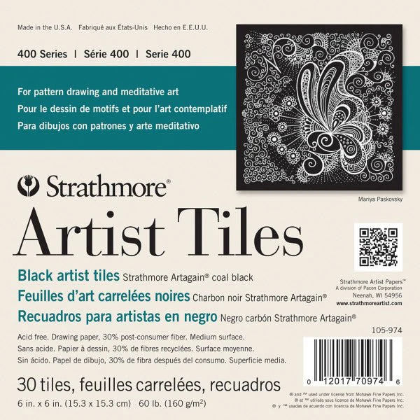 Strathmore Artist Tiles - Black Artagain 60 lb. 6x6 inch Pack of 30