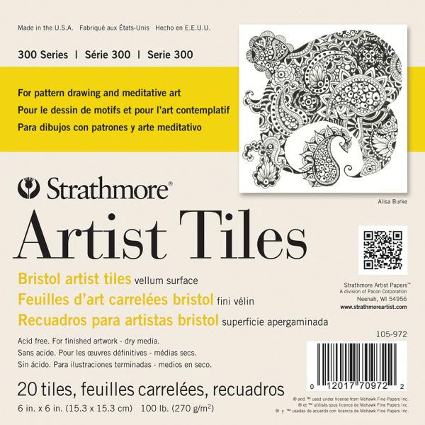 Strathmore Artist Tiles - Bristol Vellum 100 lb. 6x6 inch Pack of 20