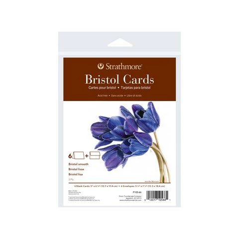 Strathmore Blank Cards with Envelopes - 400 Series Bristol 5 X 6.875 inch - Pack of 6