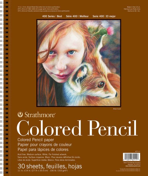 Strathmore Colored Pencil Pad - 30 sheets, Wirebound, Micro-perforated - 11X14 inch